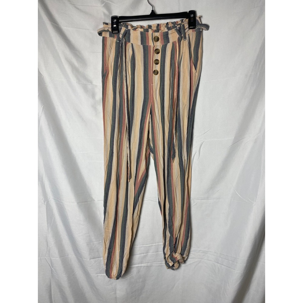 American‎ Eagle Outfitters Striped Paperbag Waist Viscose Pants Size S